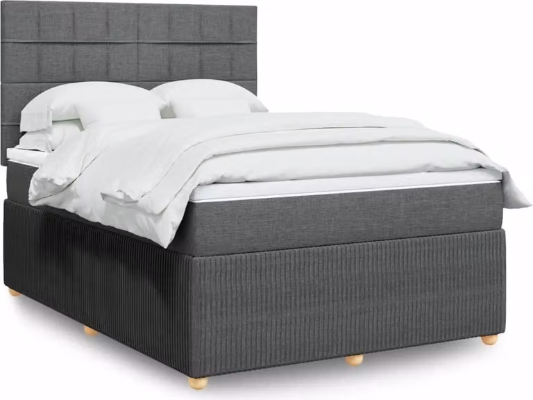 Maison Exclusive - Giroletto a Molle con Materasso Grigio Scuro 140x190 cm Tessuto
