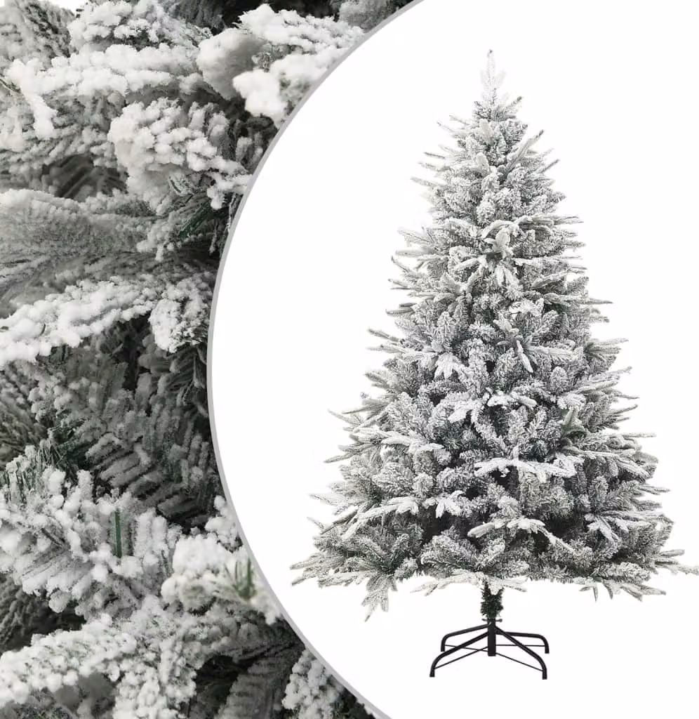 The Living Store Albero di Natale Artificiale Verde Neve 180 cm PVC PE
