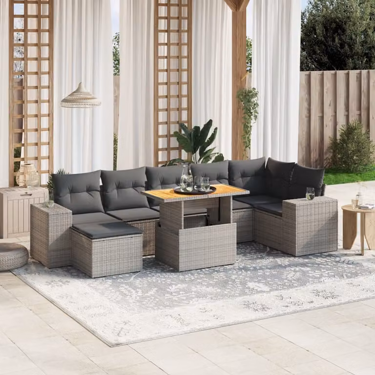 Maison Exclusive - Set Divano da Giardino 8 pz con Cuscini Grigio in Polyrattan