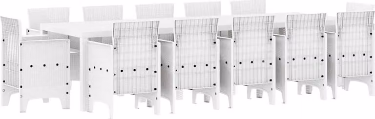 Set da Pranzo per Giardino 13 pcs Bianco Poly Rattan