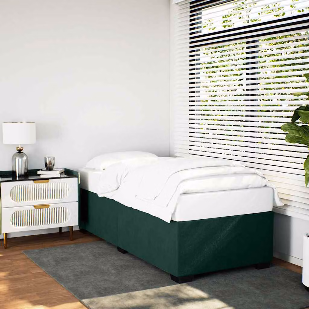 vidaXL Giroletto in Velluto Verde Scuro con Doghe in Legno 100x200 cm – 1