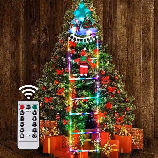 Decorazione natalizia a forma di albero con luci LED, lunghezza 12 metri - Luci a forma di candele con timer e telecomando - 8 modalità di illuminazione lampeggiante - Decorazione natalizia