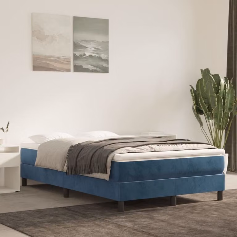 Maison Exclusive - Giroletto a Molle con Materasso Blu Scuro 120x200 cm in Velluto