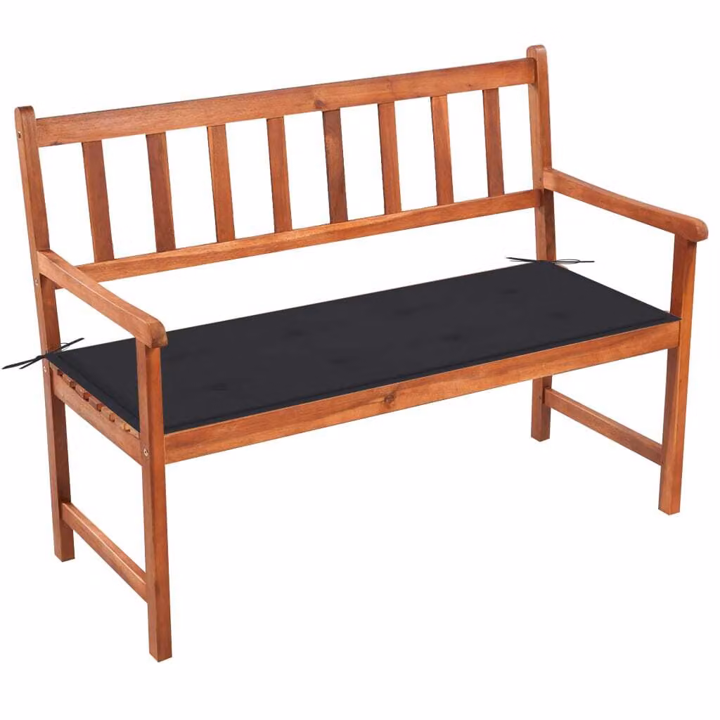 The Living Store Panca da giardino con cuscino 120 cm in legno massiccio di acacia