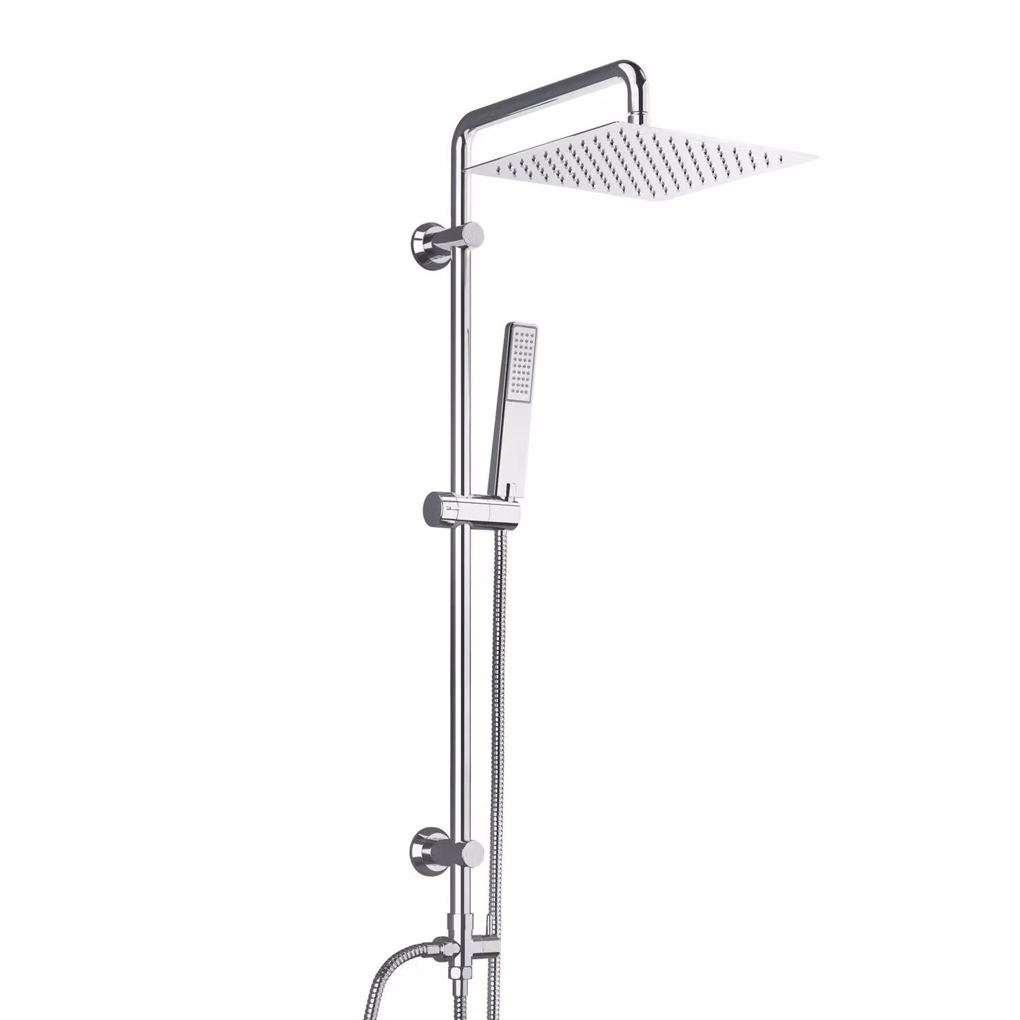 JOHO Colonna Doccia Acciaio Inox Senza Miscelatore Fori Muro Regolabili Set a Pioggia Con Doccetta a Mano in acciaio Inox e Soffione Doccia 20x20cm