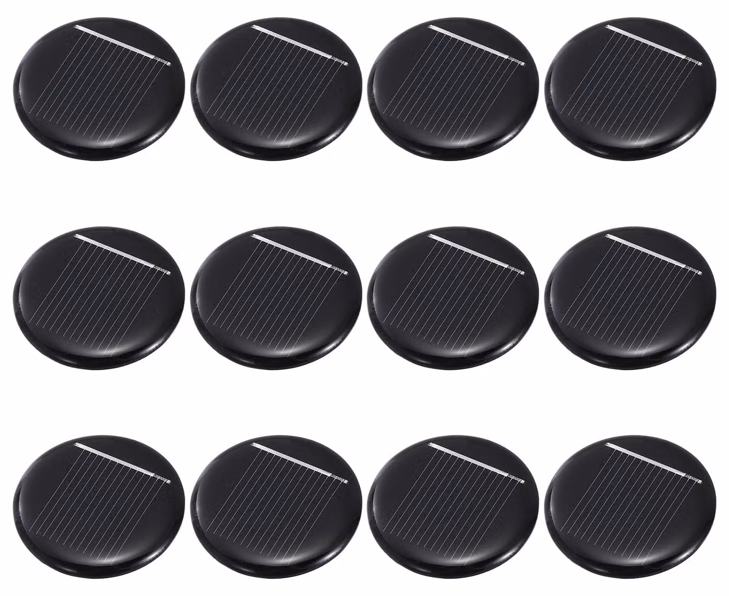 12 mini celle solari, 0,5 V, 0,07 W, 140 mA, policristalline