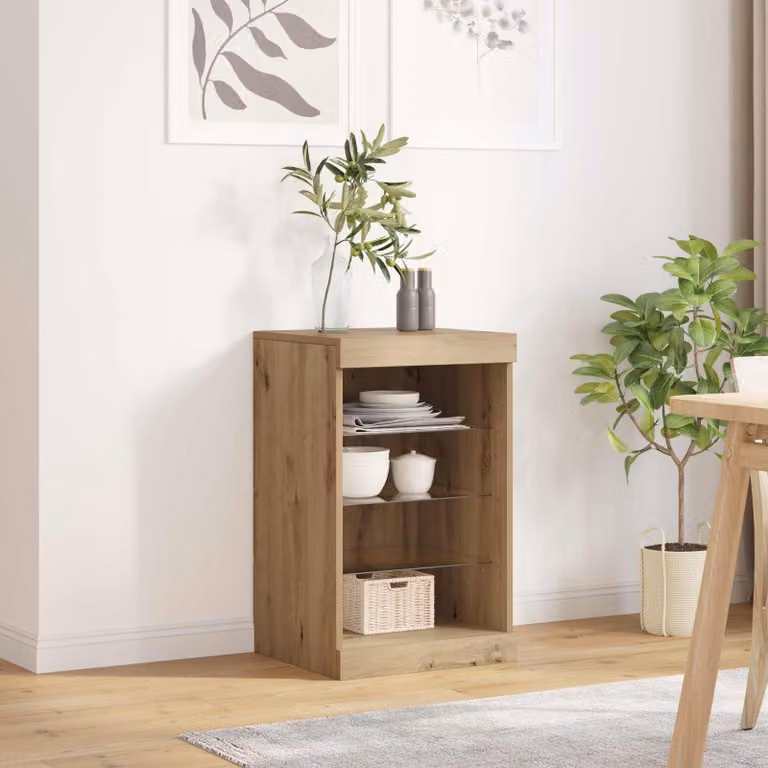 Madia moderna vidaXL con illuminazione LED in rovere marrone L: 41 cm, P: 37 cm, H: 67 cm