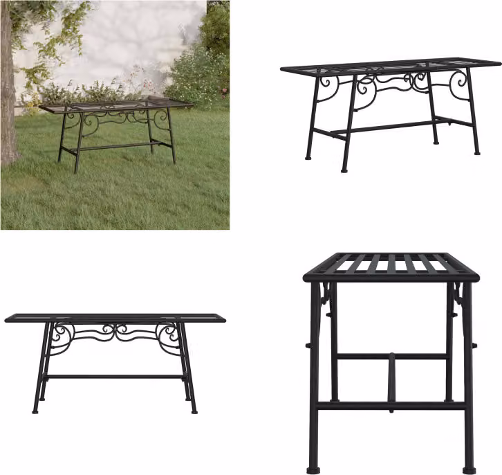 vidaXL Panca per alberi 110 cm in acciaio nero - Panca per alberi - Panca per alberi - Panca - Seduta per panchina