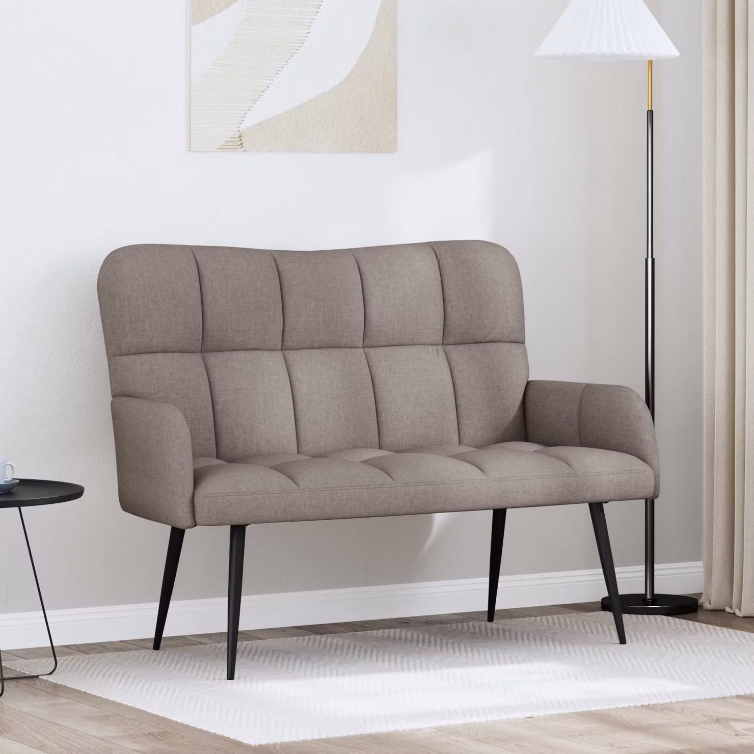 Divano a 2 posti moderno vidaXL in tessuto beige e grigio L/P/H: 115 x 61 x 87 cm