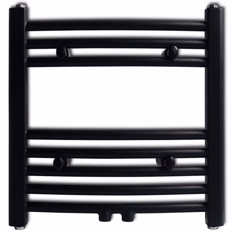 Radiatore Centrale Portasciugamano Curvo Nero 480 x 480 mm