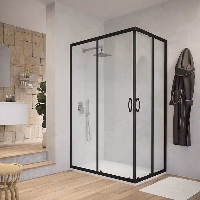Box doccia angolare 80x100 cm trasparente 4 mm profili neri | Willis