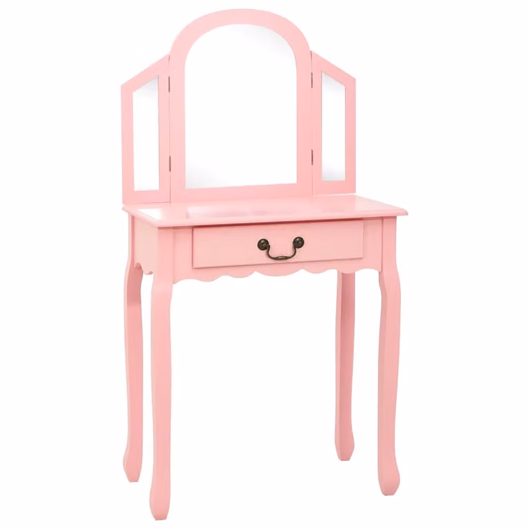 Tavolino con sgabello Rosa 65x36x128 cm Legno di Paulownia MDF