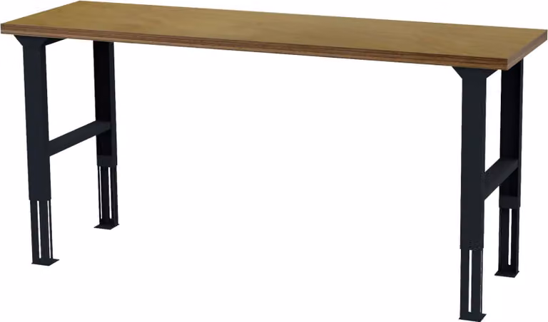 STIER Banco da lavoro regolabile in altezza, 2000x600x760-1060 mm, in acciaio e faggio, verniciato a polvere