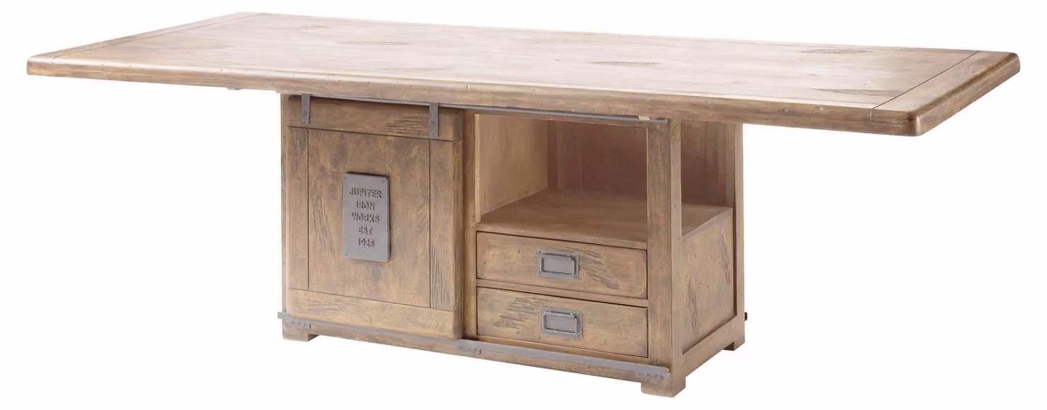 MASSIVMOEBEL24 | Tavolo da Pranzo RAILWAY #398 in Legno di Mango – Laccato Beige 200x100x76