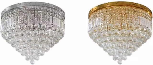 Trade Shop - Lampadario Soffitto Plafoniera Con Sfere Cristalli In Vetro Portalampada E14 A -
