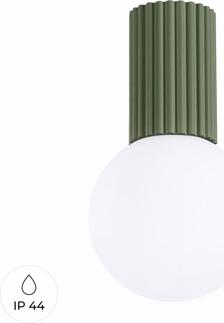 Lampada da soffitto HALO verde oliva IP44 1xG9 8W alluminio/vetro 21x12x12cm Sollux Lighting