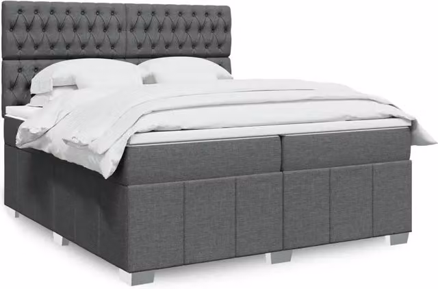 Letto Ibrido vidaXL con Giroletto a Molle e Materasso Grigio e Bianco 200 x 200 cm