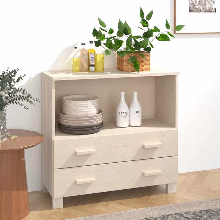 Credenza HAMAR vidaXL in legno massello di pino, colore ambra, L 85 cm x P 35 cm x H 80 cm