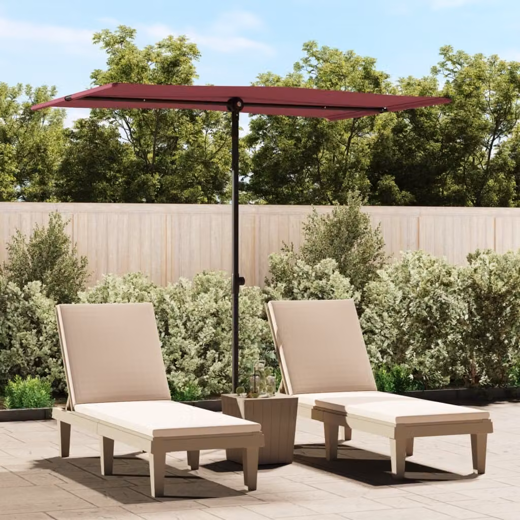 Ombrellone The Living Store con asta in alluminio 2x1,5 m Rosso Bordeaux
