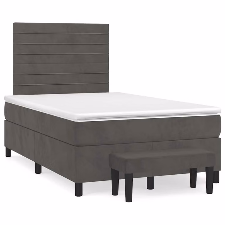 Giroletto a Molle con Materasso Ibrido vidaXL in Velluto Grigio e Bianco L/P/H: 120 x 200 cm