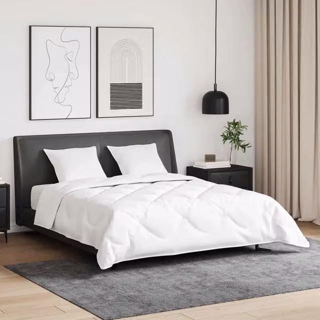 Set di 3 pezzi composto da piumone e cuscini vidaXL in cotone e piuma d'anatra bianco per adulti – 1