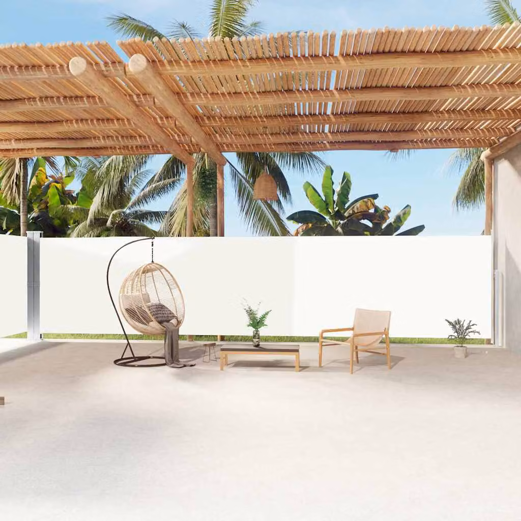 vidaXL Tenda da Sole Laterale Retrattile in Poliestere Beige L: 1200 cm, H: 180 cm