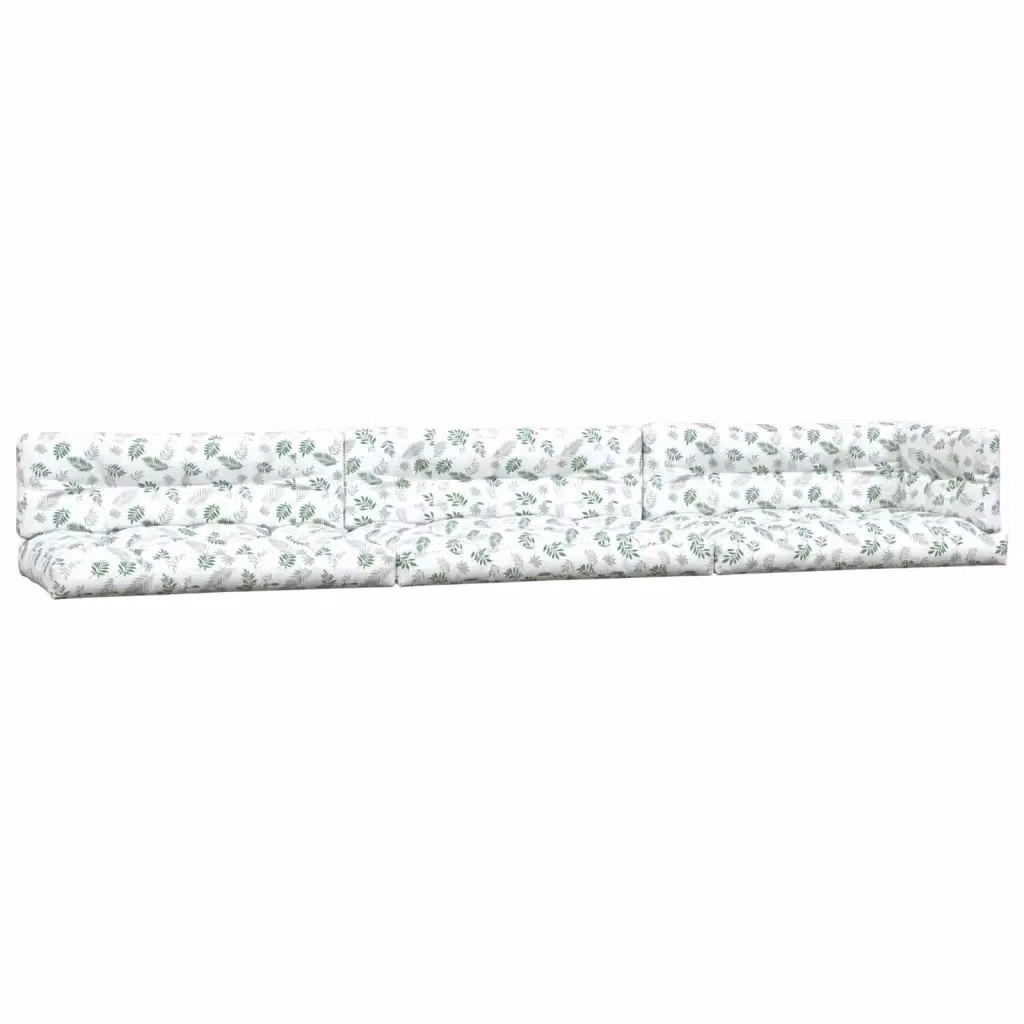 Set di 7 cuscini per pallet vidaXL con motivo a foglie, colore bianco, in tessuto resistente all'acqua e ai raggi UV, L/P/H: 120 x 120 x 12 cm – 2
