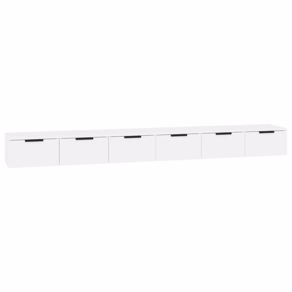 Set di 2 Mobili a Parete vidaXL Bianchi in Legno Multistrato L: 102 cm, P: 30 cm, H: 20 cm – 2