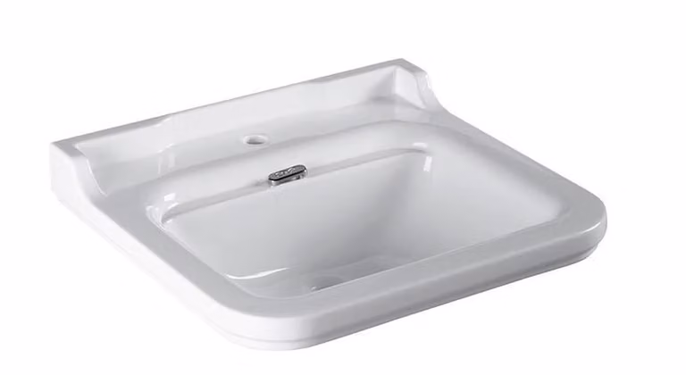 Sapho Kerasan Waldorf - Lavabo 600x550 mm, con sfioratore, foro per rubinetto, bianco 4140K1