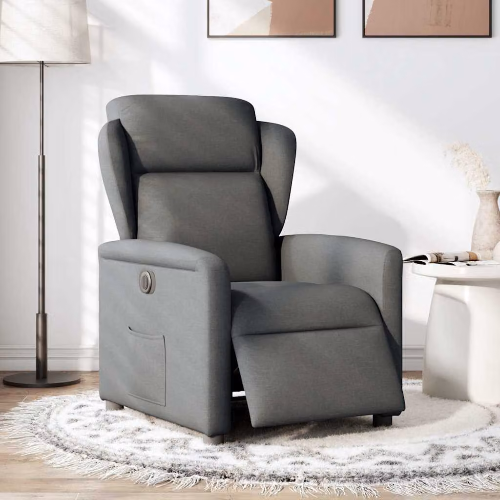 vidaXL Poltrona Elettrica Reclinabile Grigio Scuro in Tessuto