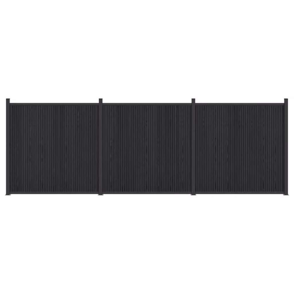 Set di 3 pannelli per recinzione rettangolari in WPC e alluminio nero Videx, L: 530 cm, H: 186,5 cm – 2