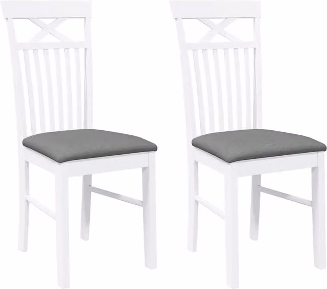 Sedie da Pranzo con Cuscini 2 pz | Sedie da cucina Bianco Legno Massello di Hevea