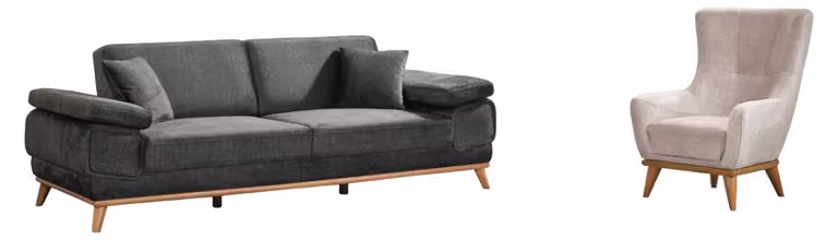 Moderne Sofagarnitur Wohnzimmer Set Sofa Sessel Textil Sessel 3+1 Möbel