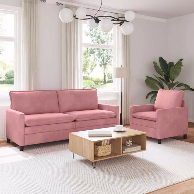 Set di divani 2 pz Rosa Velluto 3417112