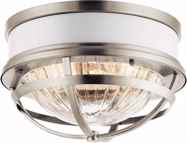 Plafoniera Moderna Tollis in Metallo e Vetro Bianco e Argento con 2 Luci E27