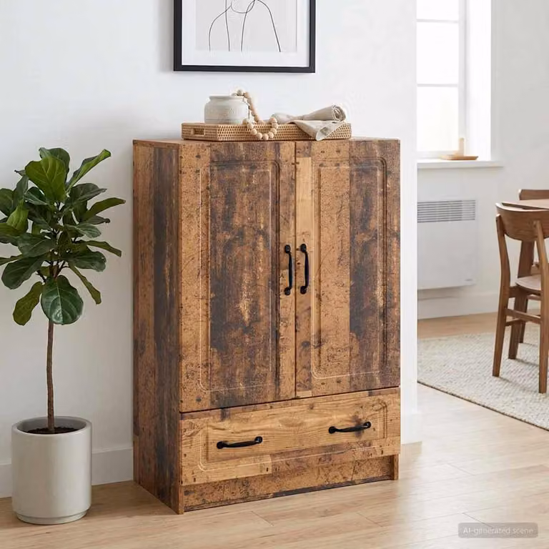 Credenza vidaXL in legno ingegnerizzato color marrone, stile moderno, L 66 cm x P 34,5 cm x H 92 cm