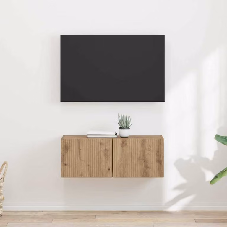 Set di 2 mobili TV da parete vidaXL in stile moderno, colore marrone rovere artigianale in legno e MDF