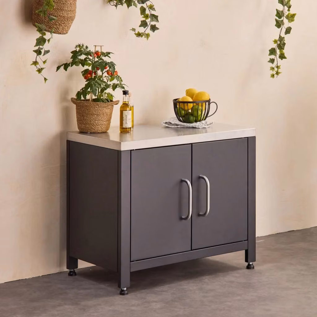 Cucina da esterno modulare Sweeek in metallo nero opaco, L: 80 cm – 2