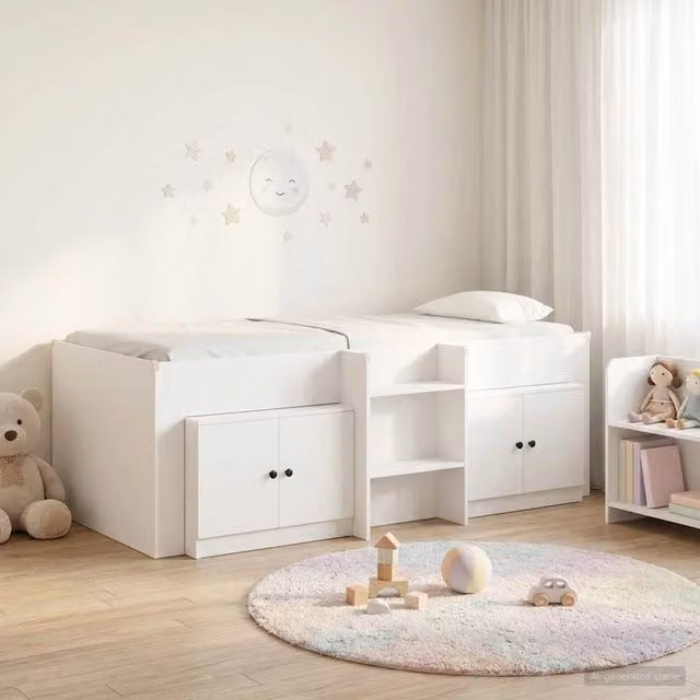 Struttura Letto Loft con Mobile con archiviazione 3 pz Bianco 3423382