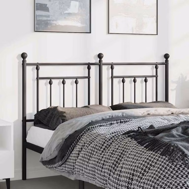 Testiera di ricambio in metallo nero vidaXL per letto 150x200 cm