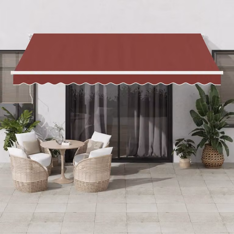 Tenda da Sole Retrattile Automatica con LED vidaXL, Colore Rosso e Bianco, L: 400 cm, P: 350 cm