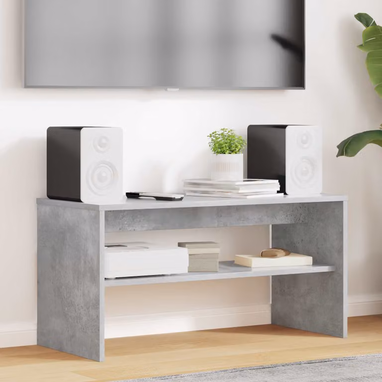 Mobile TV moderno vidaXL in legno ingegnerizzato, Grigio cemento, L 80 cm x P 35 cm x H 40 cm