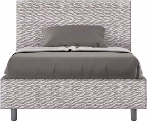 Letto imbottito Ityhome modello Aragona Adele con rete, L: 135 cm, P: 222 cm, H: 106 cm, Bianco