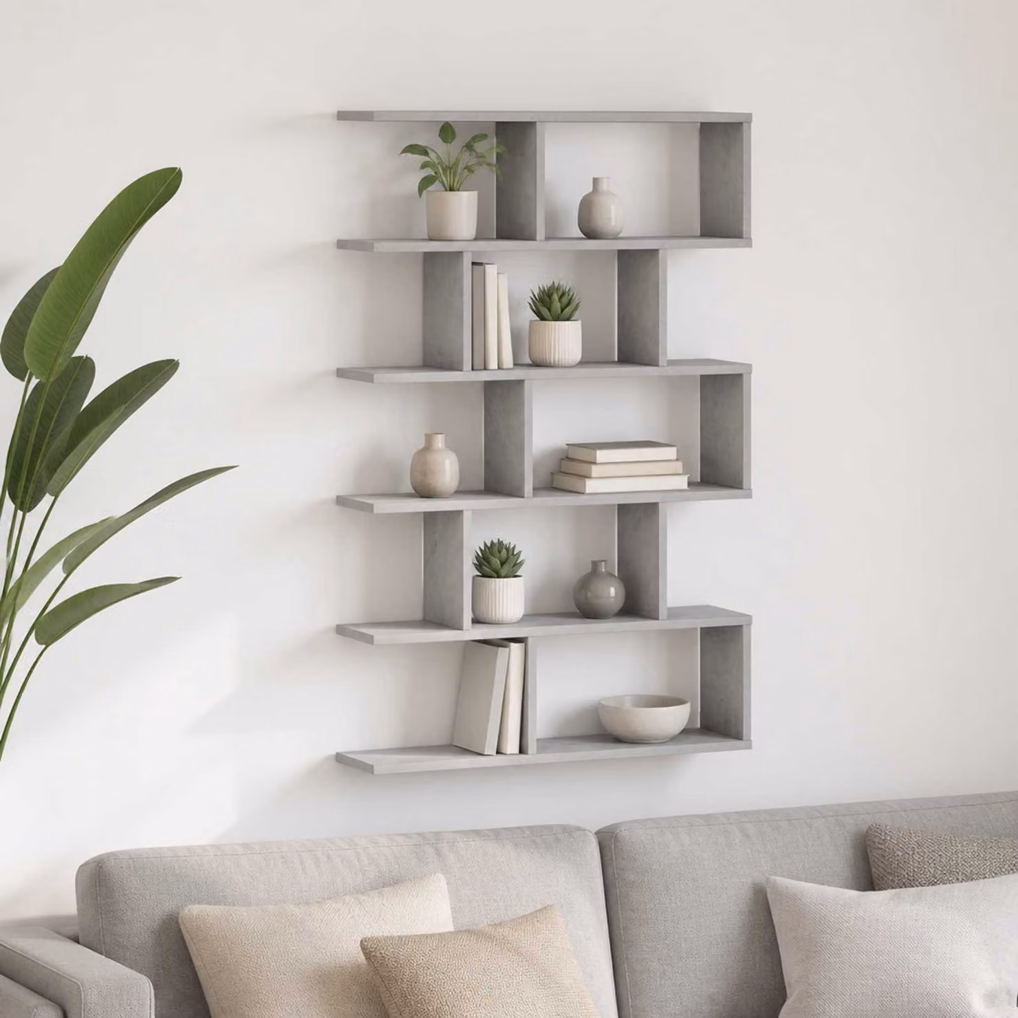 Scaffale da parete moderno vidaXL Grigio, L: 70 cm, P: 17 cm, H: 101 cm