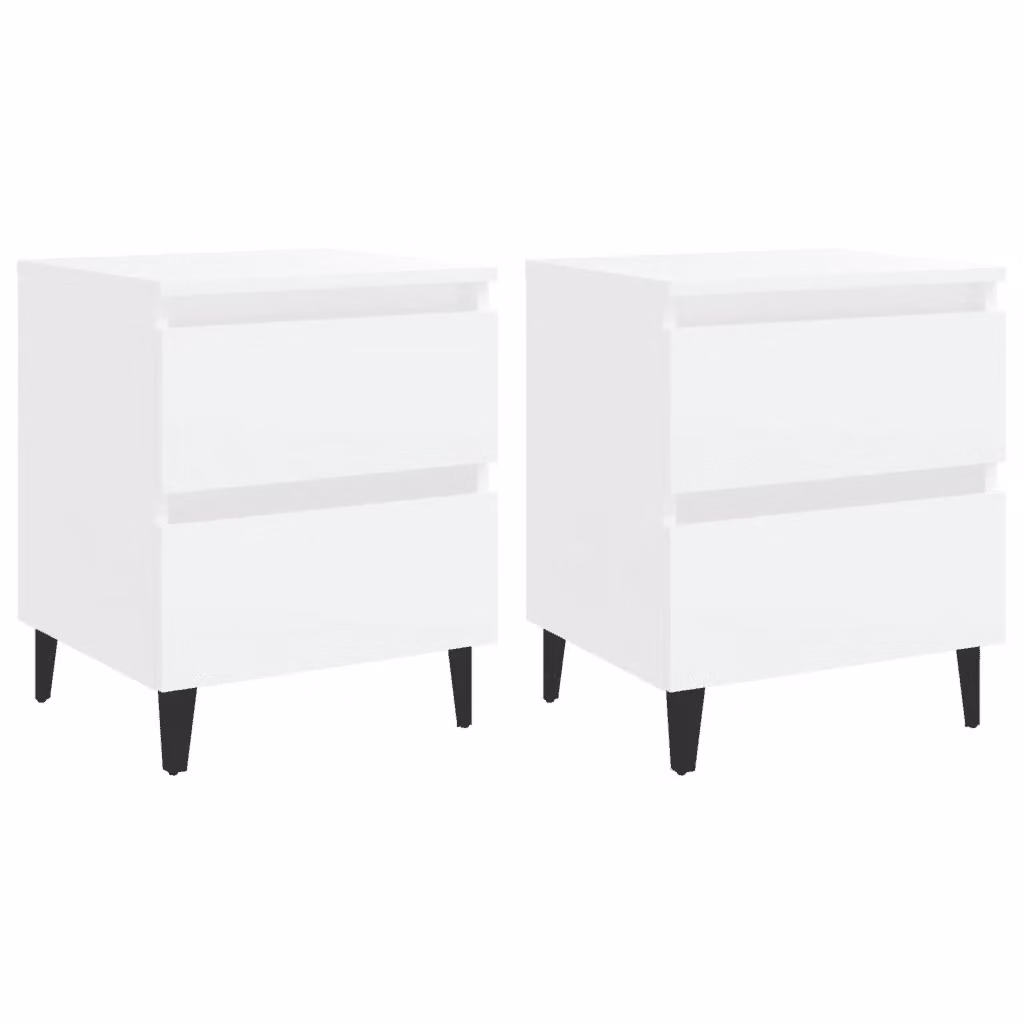 Set di 2 comodini vidaXL in legno e metallo bianchi per camera da letto L/P/H: 40 x 35 x 50 cm – 2