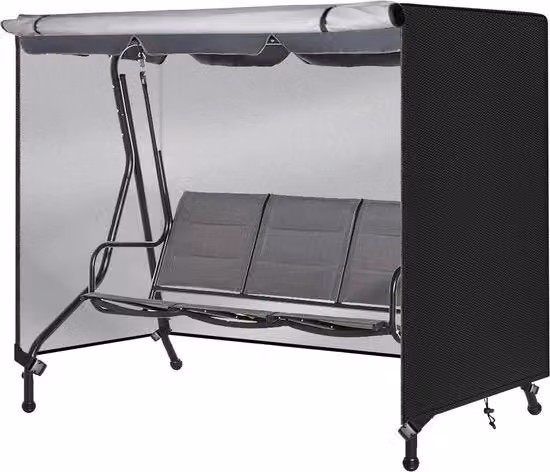 Copertura impermeabile per sdraio oscillante - sacco di protezione con cavo e cerniere regolabili - 220 x 150 x 170 cm - nero