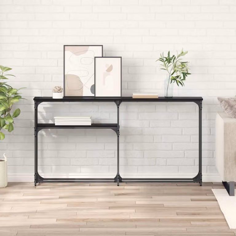 vidaXL Tavolo Consolle in Stile Industriale Rovere e Nero L: 145 cm, P: 22,5 cm, H: 75 cm