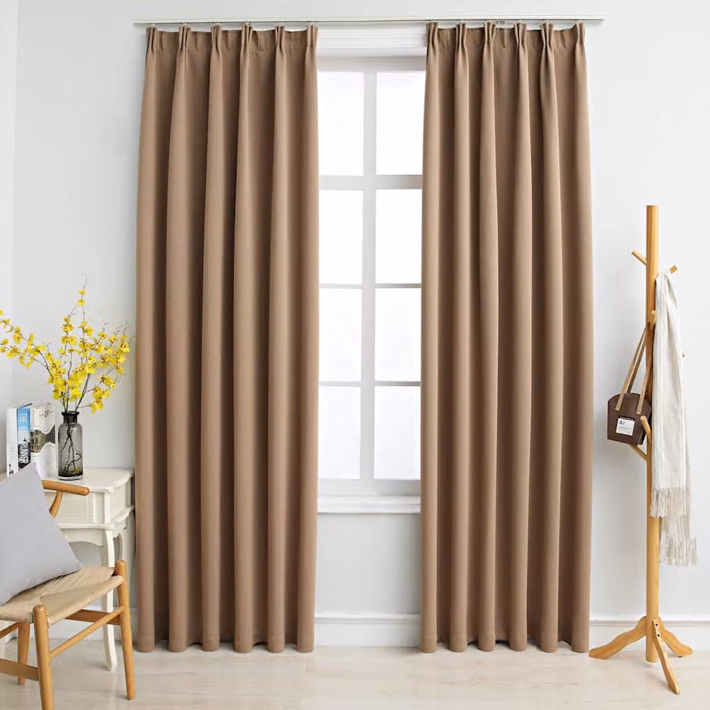 Set di 2 tende oscuranti vidaXL in poliestere con ganci, colore grigio talpa, L: 140 cm x H: 175 cm