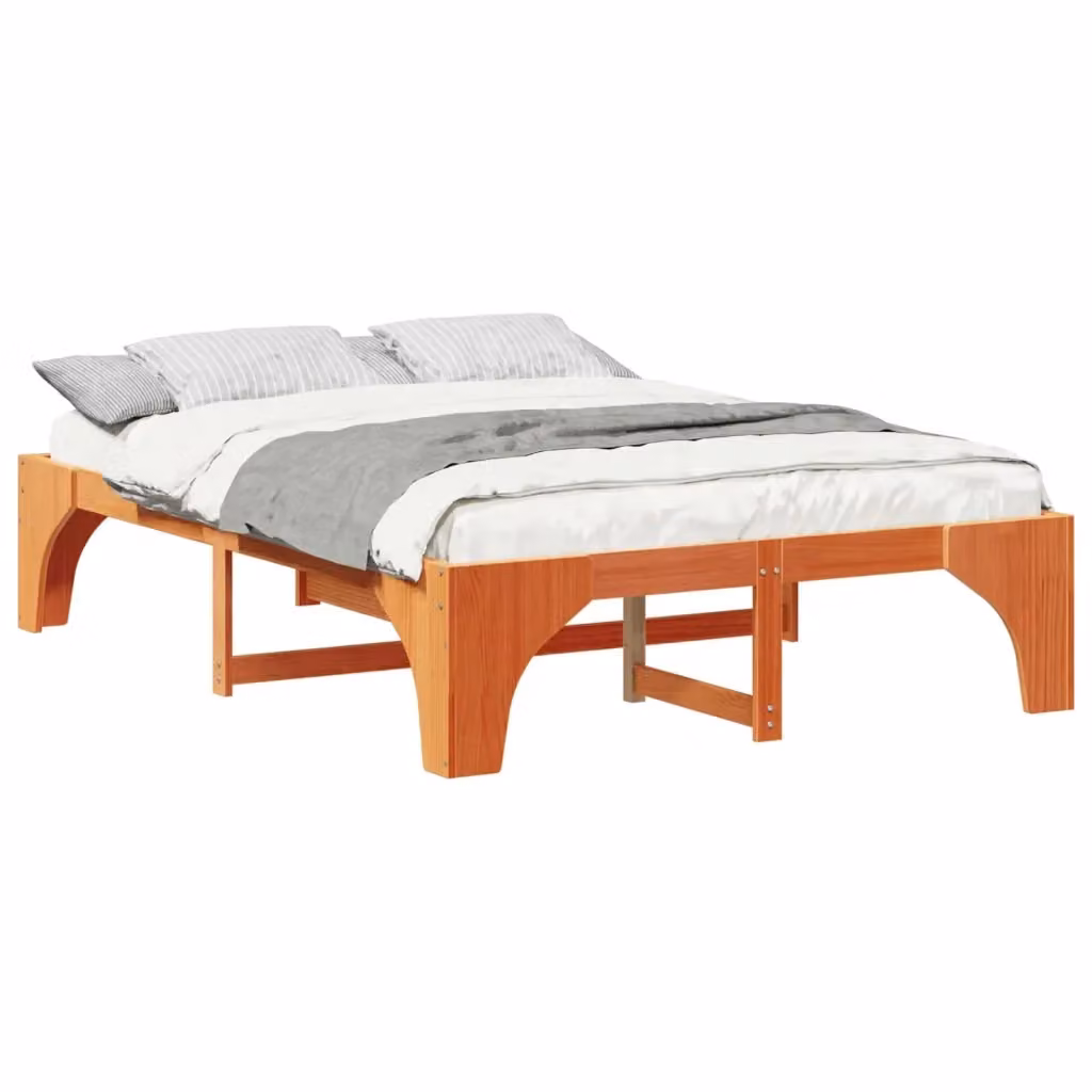 Struttura letto con giroletto in pino massello marrone L 140 cm x P 200 cm – 2