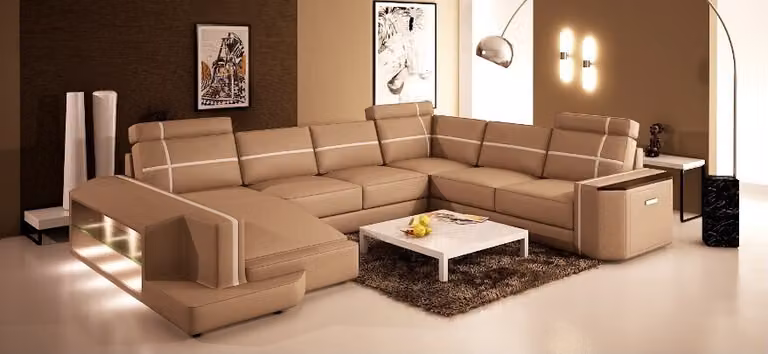 Ecksofa Big Wohnlandschaft Couch Sofa Polster Sitz Leder Garnitur U-Form mit USB